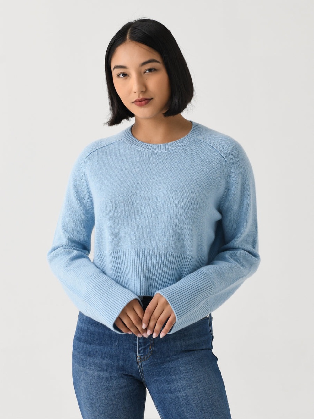 Kule sweater the Cleo cashmere wool Light Blue Crewneck Women's boxy luxury